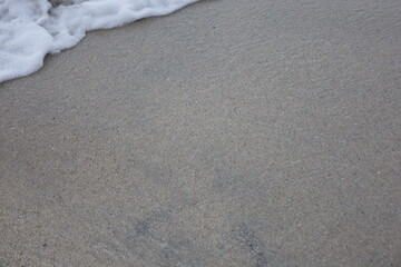 Small wave, Soft wave on sand beach for opening video, text space. white sand beach, Ocean Wave On Sandy Beach