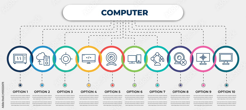 Poster vector infographic template with icons and 10 options or steps. infographic for computer concept. in
