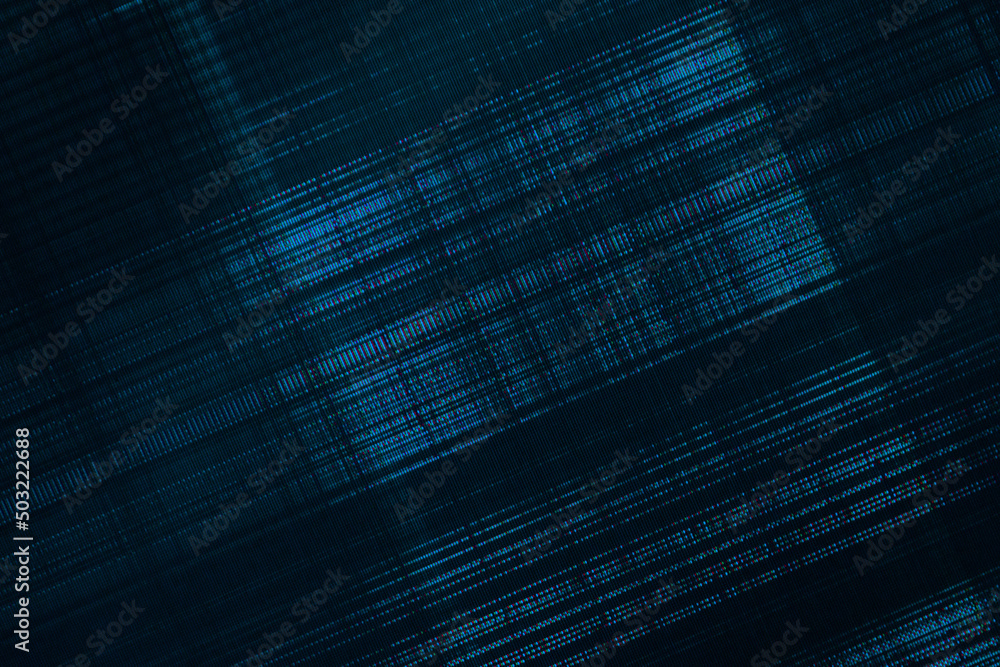 Poster dark abstract digital background: damaged screen matrix with interference of monitor and camera matr