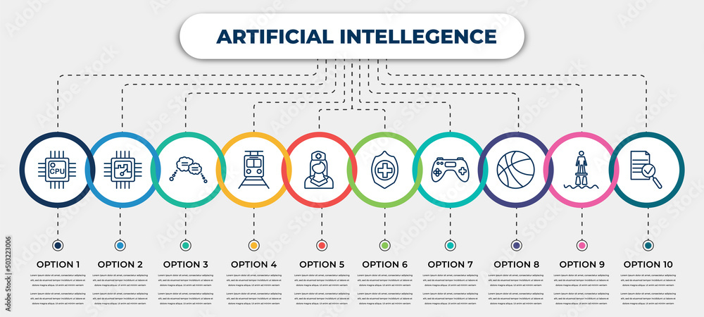 Poster vector infographic template with icons and 10 options or steps. infographic for artificial intellege