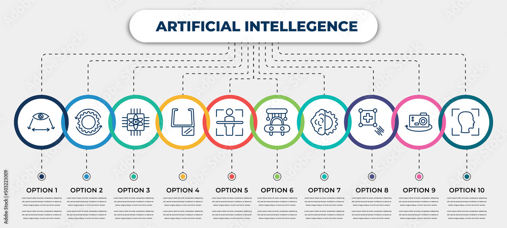 Poster vector infographic template with icons and 10 options or steps. infographic for artificial intellege
