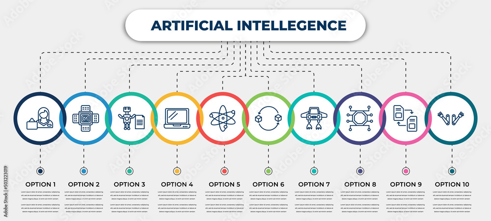Poster vector infographic template with icons and 10 options or steps. infographic for artificial intellege