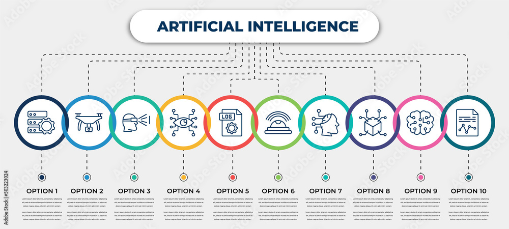 Poster vector infographic template with icons and 10 options or steps. infographic for artificial intellige