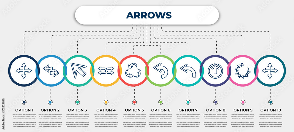 Poster vector infographic template with icons and 10 options or steps. infographic for arrows concept. incl