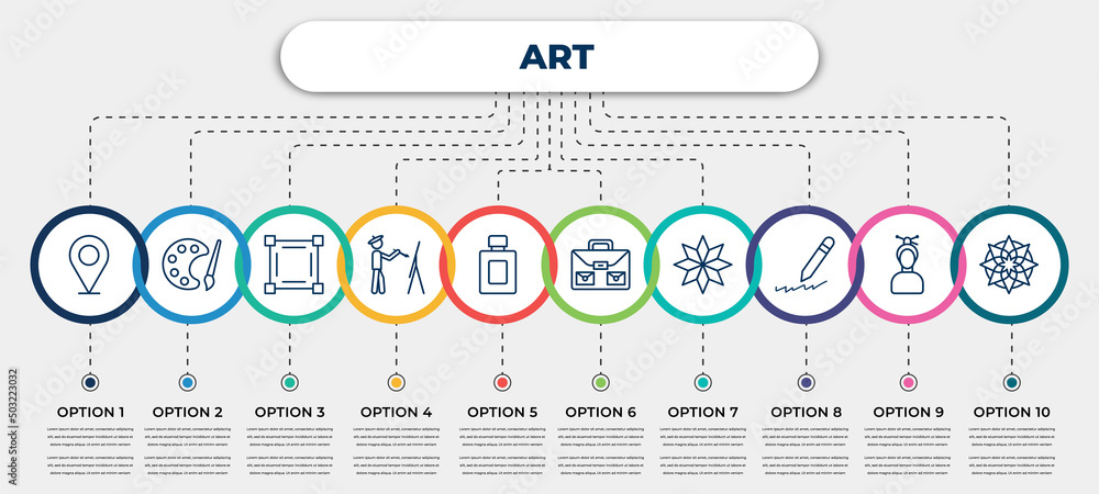 Poster vector infographic template with icons and 10 options or steps. infographic for art concept. include
