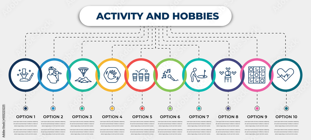 Poster vector infographic template with icons and 10 options or steps. infographic for activity and hobbies