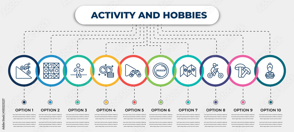 Poster vector infographic template with icons and 10 options or steps. infographic for activity and hobbies
