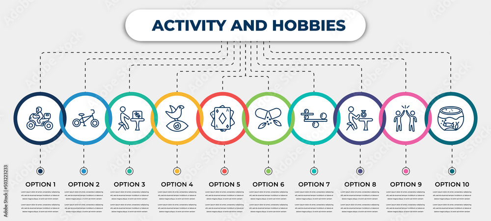 Poster vector infographic template with icons and 10 options or steps. infographic for activity and hobbies