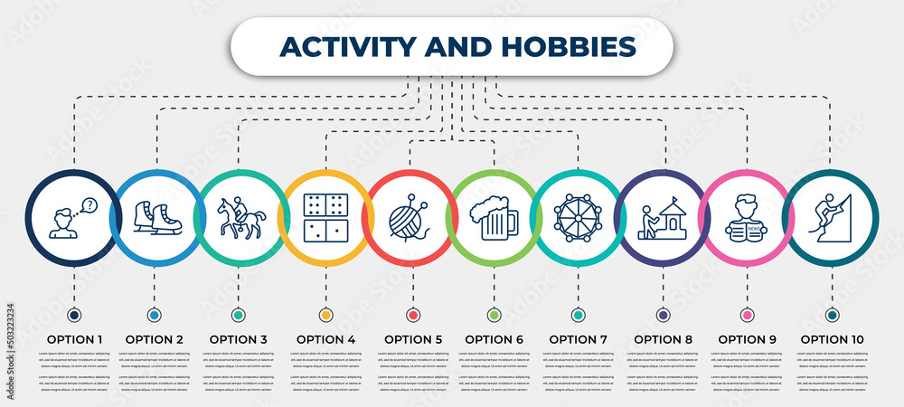 Poster vector infographic template with icons and 10 options or steps. infographic for activity and hobbies