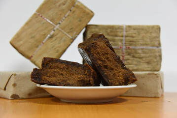 Cubes of brown sugar from Riau Province of Indonesia