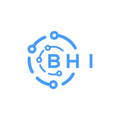 Fototapeta premium BHI technology letter logo design on white background. BHI creative initials technology letter logo concept. BHI technology letter design.