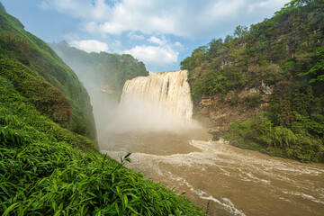 The Huangguoshu waterfall in Anshun, Guizhou, China. Long exposure photography.