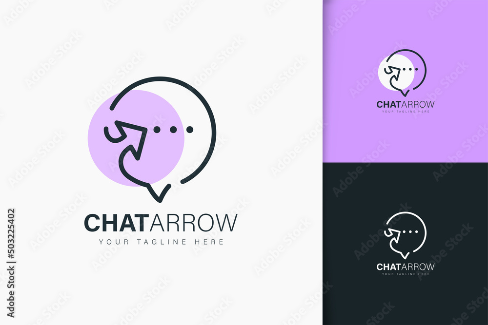 Poster chat arrow logo design linear style