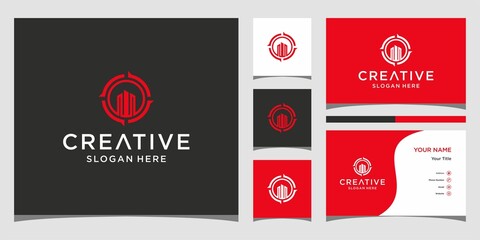 Creative compass logo icon and business card design © fajar