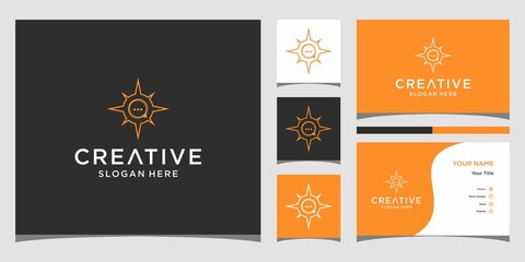 Creative compass logo icon and business card design