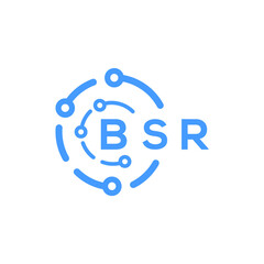 BSR technology letter logo design on white  background. BSR creative initials technology letter logo concept. BSR technology letter design.