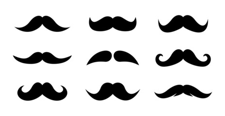 Mustache icon set in different design. Mustache icon collection.