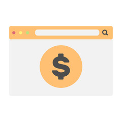 Webpage interface with dollar coin in minimal cartoon style