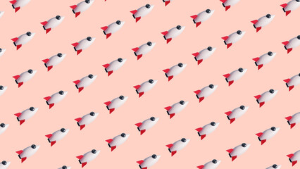 Obraz premium 3D Rendering Start up Rocket Cute Clean Pastel color Pattern Animation 3D illustration Background