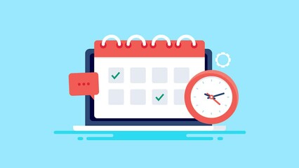 Digital calendar time - business event concept - 2d animation 4k video clip.