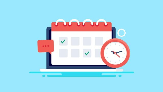 Digital calendar time - business event concept - 2d animation 4k video clip.