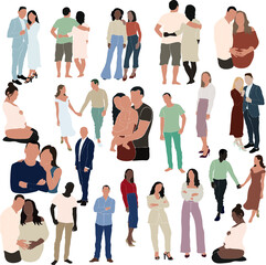 Fototapeta premium Diversity group of working people, diverse business men and women avatar icons. Vector illustration of people flat design characters.