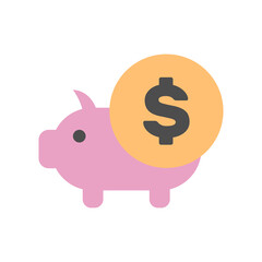 Piggy bank with dollar icon in minimal cartoon style