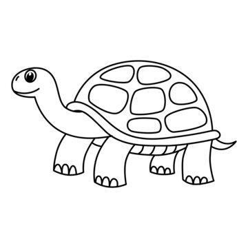 Cute turtle cartoon coloring page illustration vector. For kids coloring book.