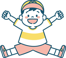ジャンプする子どものイラスト　男の子	