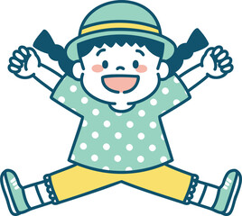 ジャンプする子どものイラスト　女の子	
