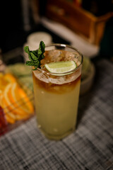 Margarita cocktail on the bar counter.vertical image