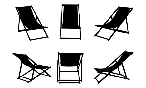 beach chair silhouettes on white background
