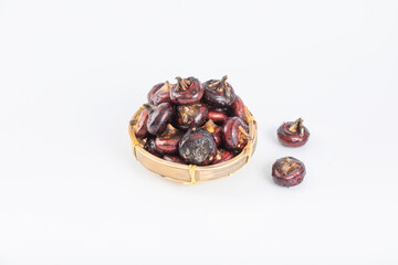 Vegetable water chestnuts on a white background