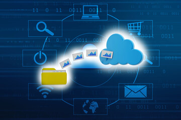3d rendering Cloud computing concept, Cloud internet technology concept background, Cloud computing and network data Storage concept
