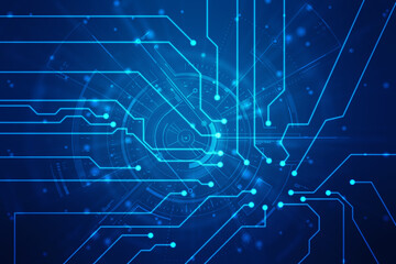 Abstract futuristic circuit board Illustration, Circuit board with various technology elements. Circuit board pattern for digital abstract technology background