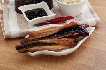 Roasted eel in unagi sause