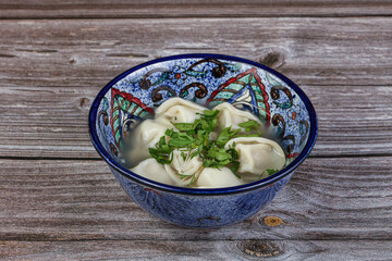 Dumplings with meat served parsley