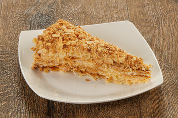 Delicous layered cake with cream - Napoleon
