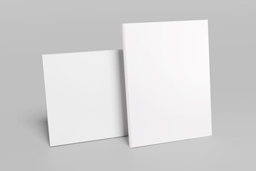 Blank magazine template on white background with soft shadows. 3d render