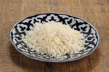 Steamed rice in the plate