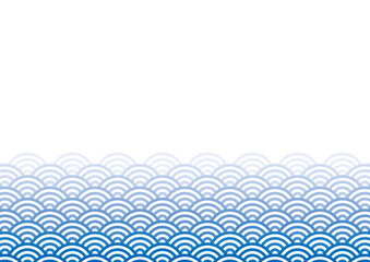 青海波　フレーム 　シンプル　ブルー　グラデーション