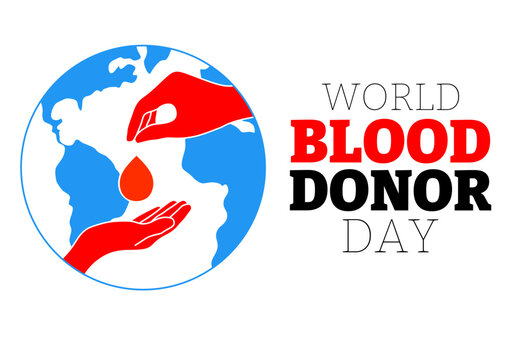 world blood donor day with hand illustration giving blood on globe background,isolated on white background - Powered by Adobe