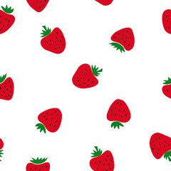 strawberry seamless pattern. hand drawn vector illustration. minimalism. wallpaper, background, wrapping paper, textile. berries, fruits, summer, food.
