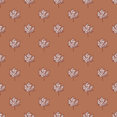 Leaves maple canadian engraved seamless pattern. Vintage background botanical with foliage in hand drawn style.