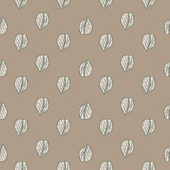 Seamless pattern engraved tree leaves. Vintage background botanical with foliage in hand drawn style.