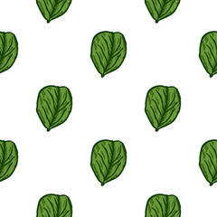 Seamless pattern engraved tree leaves. Vintage background botanical with foliage in hand drawn style.
