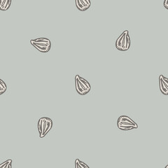 Seamless pattern engraved seeds. Vintage background plants kernels in hand drawn style. Botanical sketch.