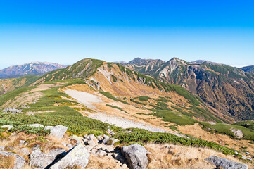 薬師岳、鷲羽岳、水晶岳に三俣蓮華岳他の山々