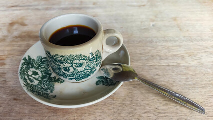 Black coffee in the Antique cup