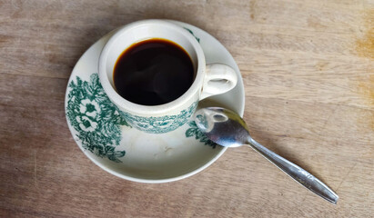 Black coffee in the Antique cup